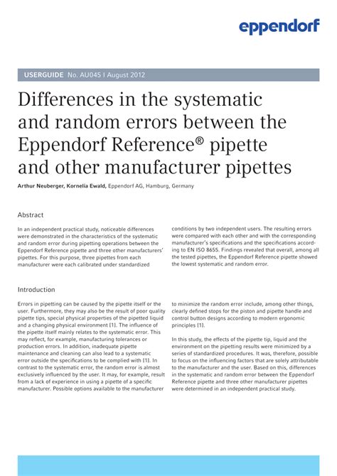 is the inaccuracy of an adjustable pipette systematic or random|eppendorf pipette errors.